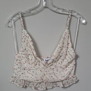 Princess Polly Top Womens Floral Cropped Ruffled Camisole Chiffon Romantic